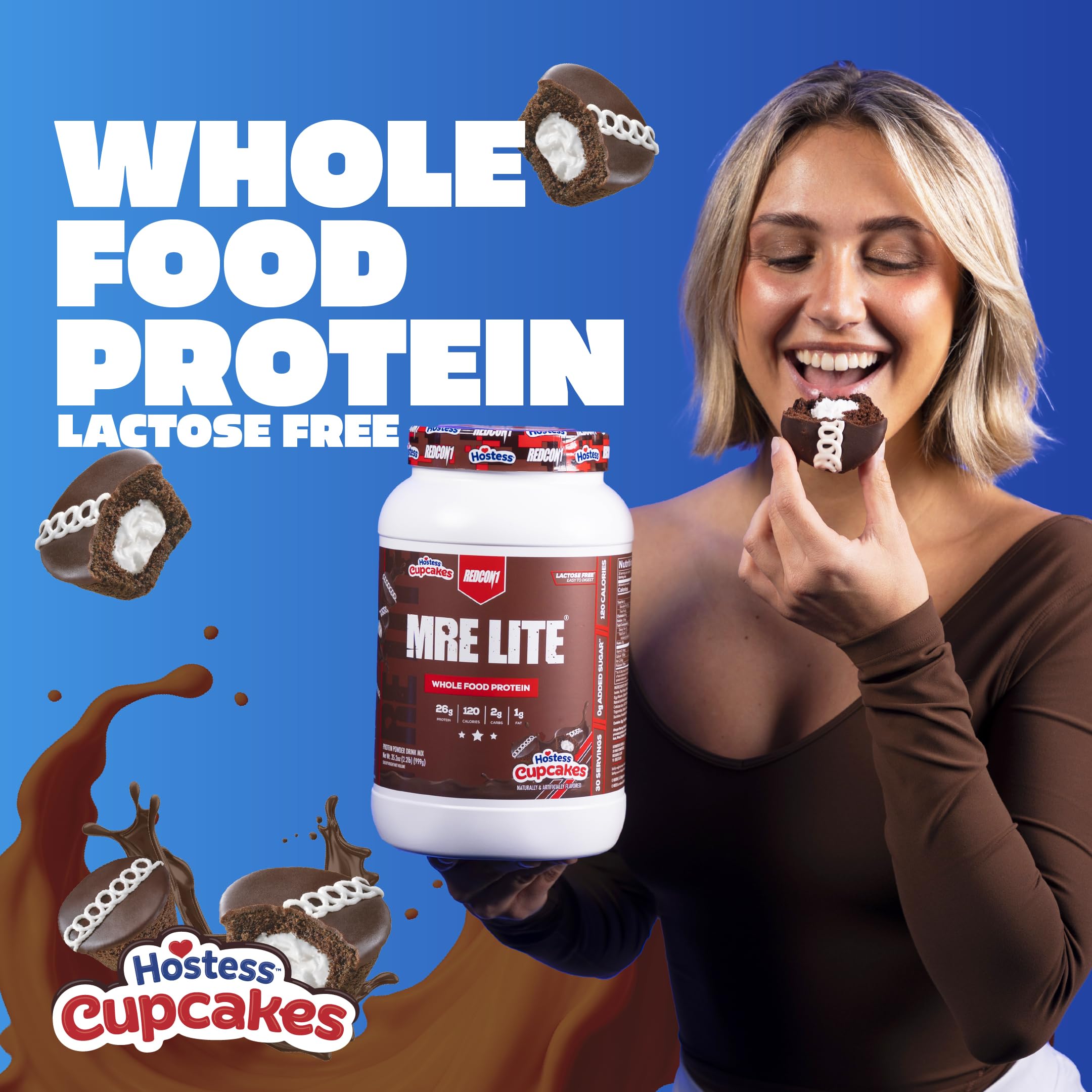 REDCON1 MRE Lite Hostess Cupcakes protein blend—premium, dairy-free digestion-friendly choice.