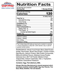 REDCON1 MRE Lite Hostess Cupcakes label—24g protein per serving with low sugar.