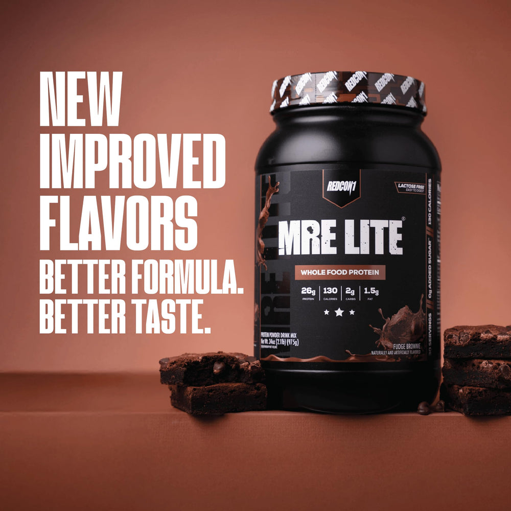 REDCON1 MRE LITE lactose-free icon, dairy-free formula emphasis.