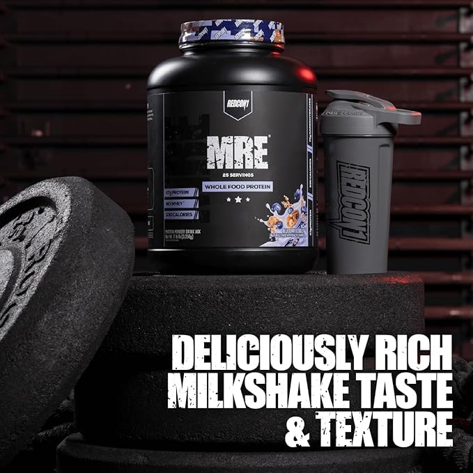 Redcon1 MRE nutrition panel close-up showing 47g protein per serving