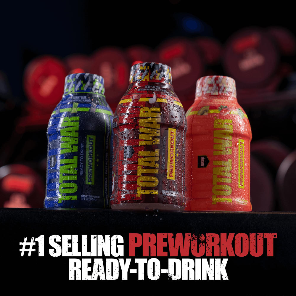 Two REDCON1 Total War Baja Bomb bottles in gym setup