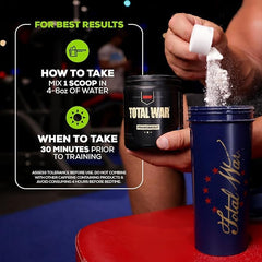 Scoop near label noting 30 servings per container for Total War Cali Splash