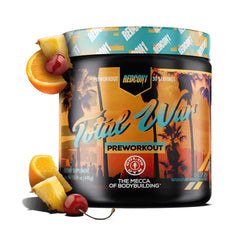 REDCON1 Total War Cali Splash tub label showing energy and focus attributes