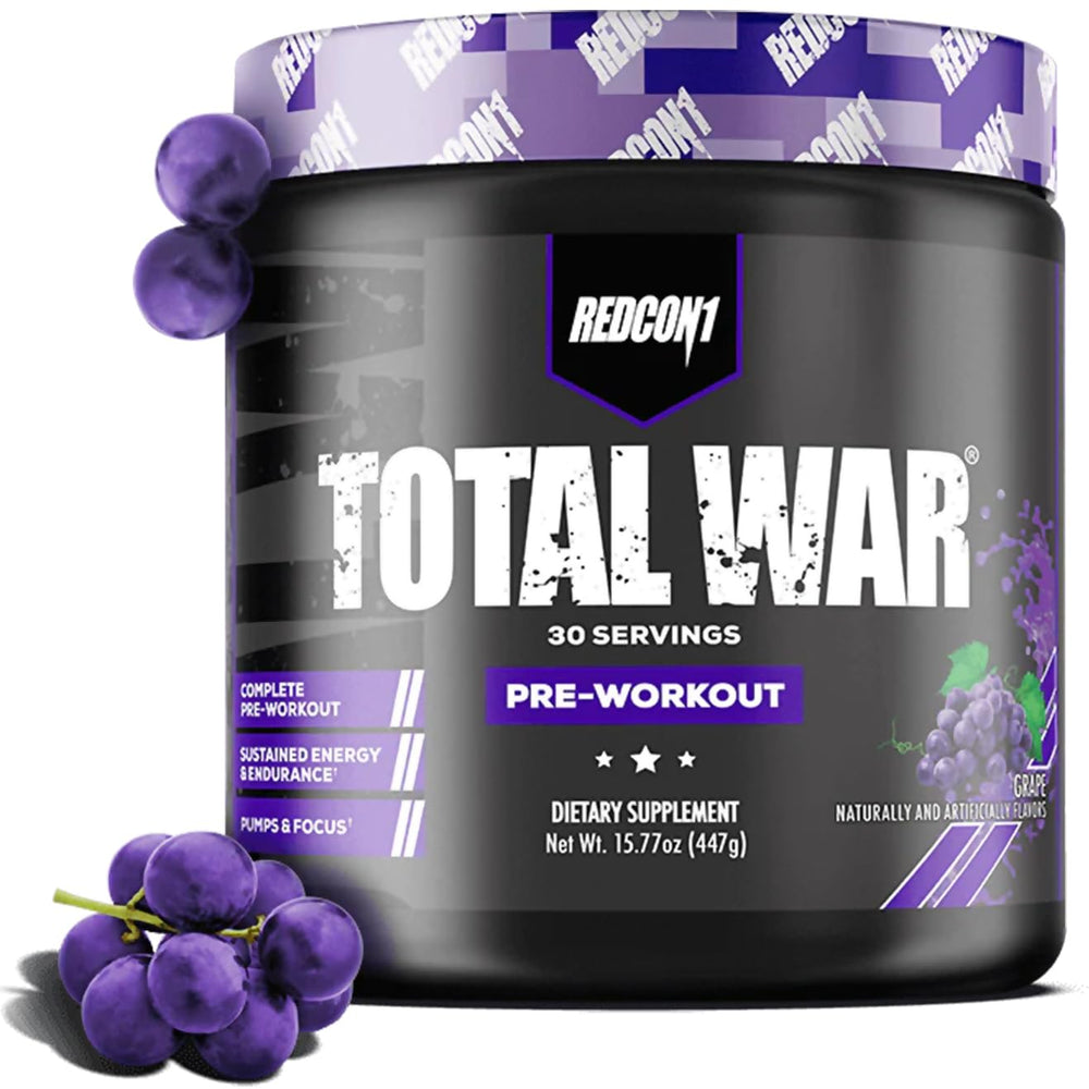 REDCON1 Total War grape bottle ready for energized workouts