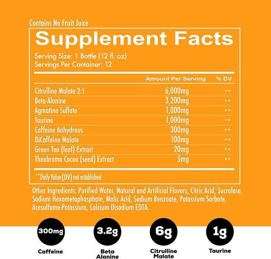 REDCON1 Total War Orange Crush pour highlights fast-acting caffeine and pump