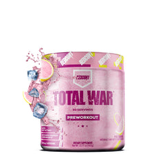 REDCON1 Total War Pink Lemonade bottle boosts energy for workouts.