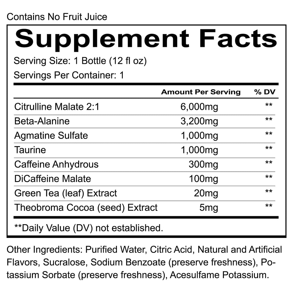 Redcon1 Total War RTD caffeine blend visual highlighting 350mg for fast focus.
