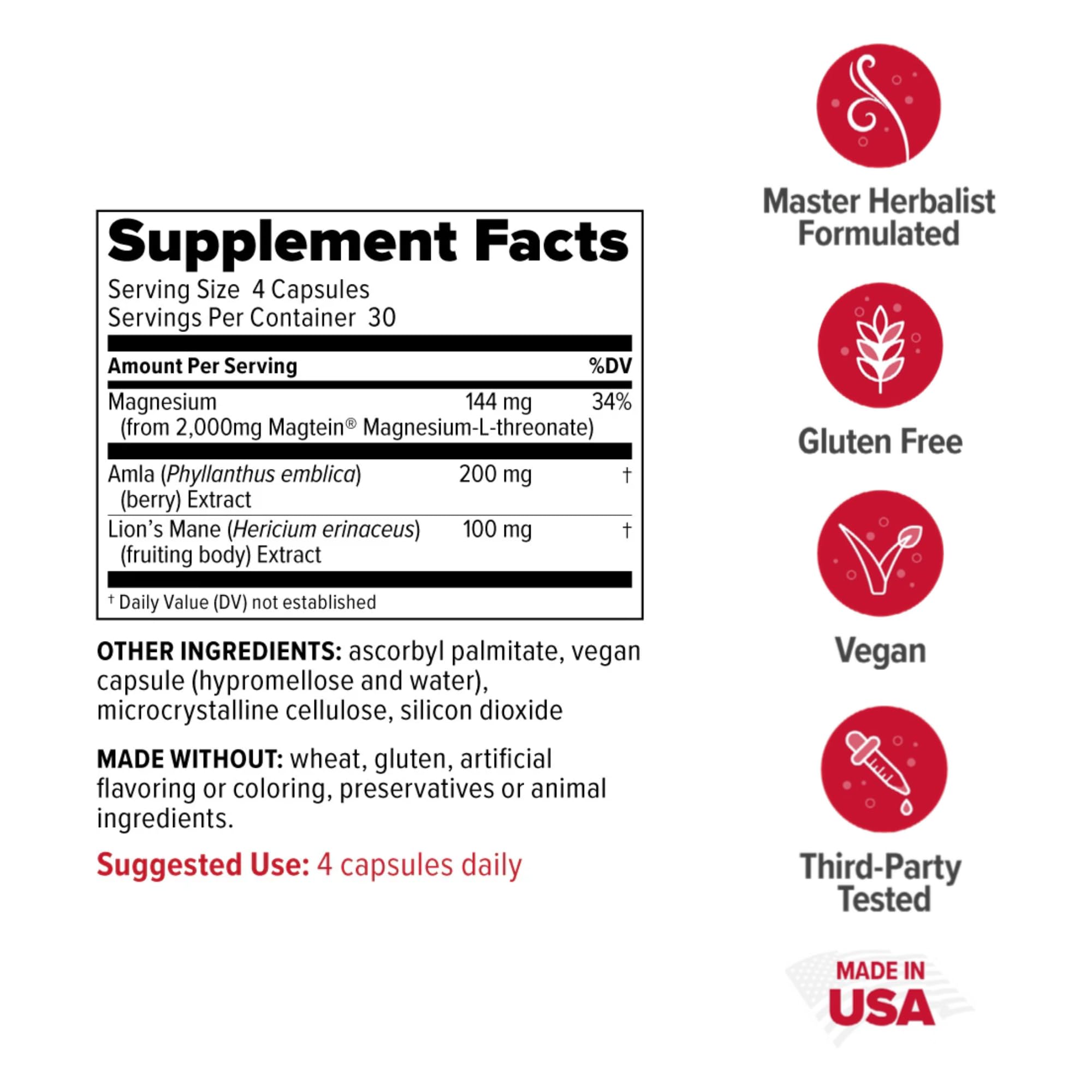 Redd Remedies Brain Awakening capsules in bottle for everyday use.