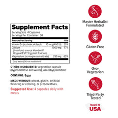 Redd Remedies Calcium Mag D bottle label highlights egg-shell calcium and D3.