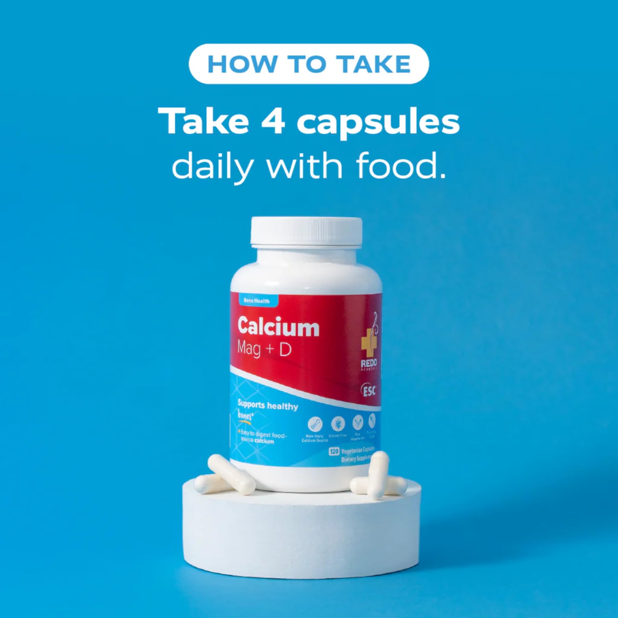 Redd Remedies Calcium Mag D ovo-vegetarian label confirms suitability.