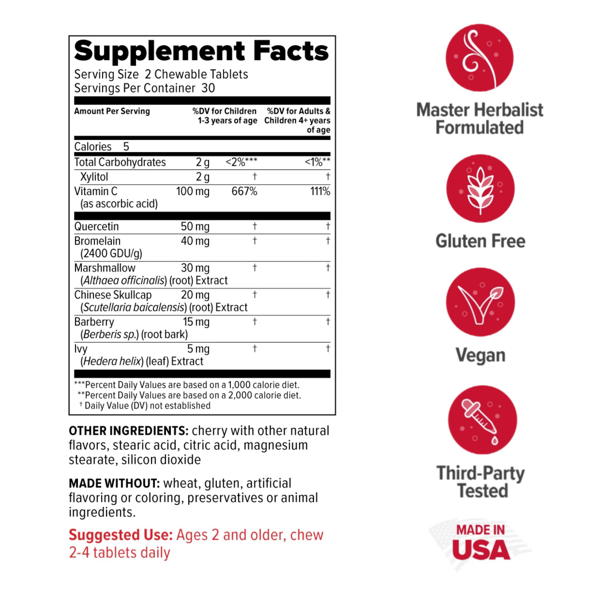 Close-up of chewable tablets highlighting kid-friendly size and texture.