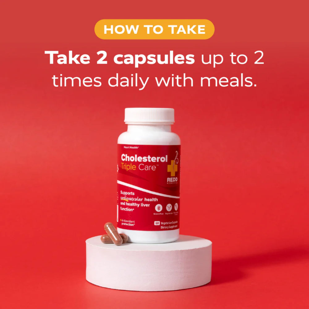 Redd Remedies Cholesterol Triple Care ingredients panel highlighting cordyceps and reishi