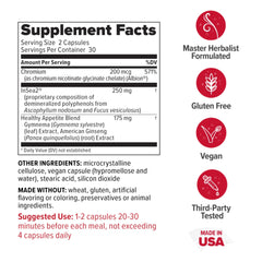Redd Remedies Crave Stop bottle side with dosage guidance for balanced meals