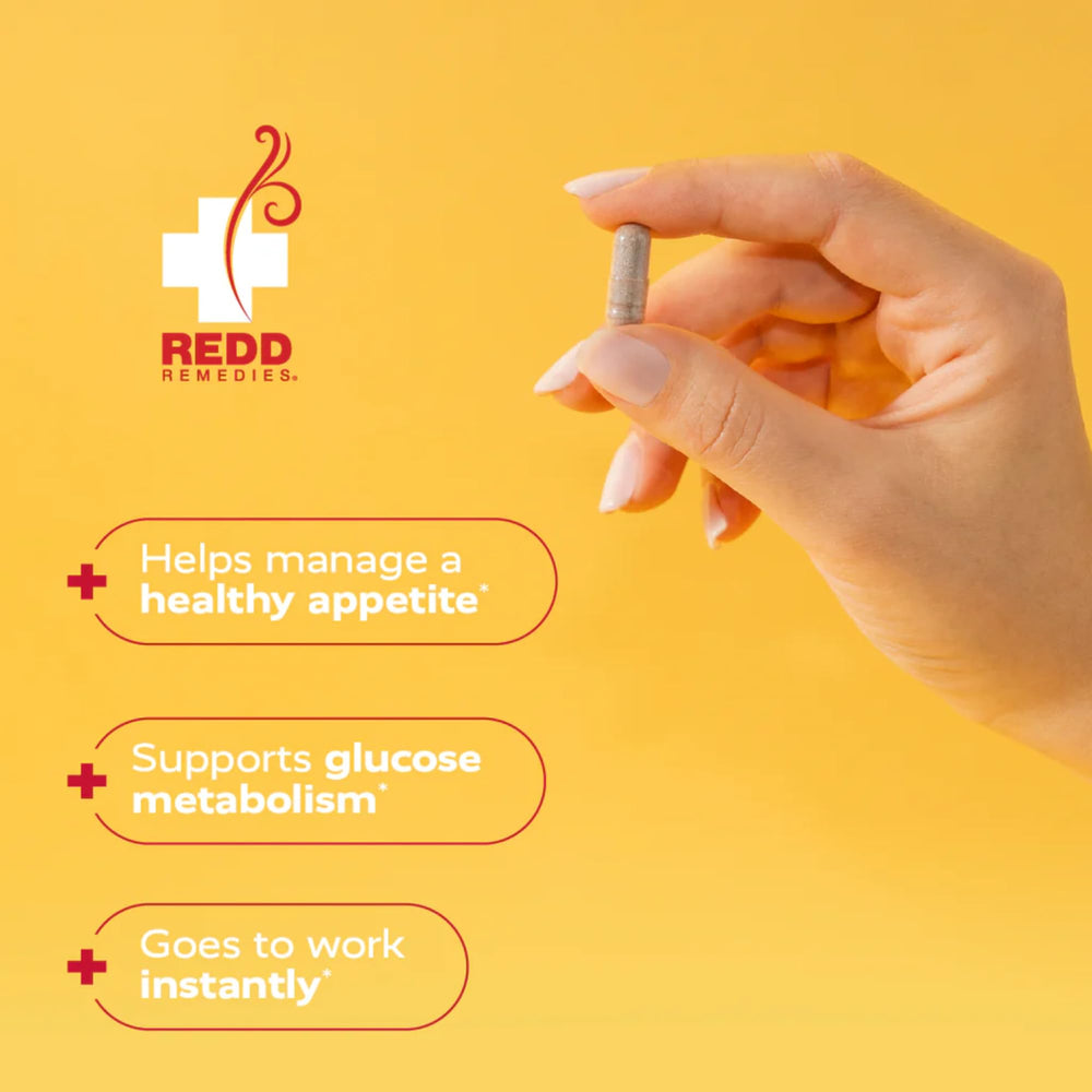 Redd Remedies Crave Stop capsules close-up highlighting vegan daily use