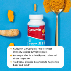 Redd Remedies Curcumin T4 bottle pour illustrating easy dosing.