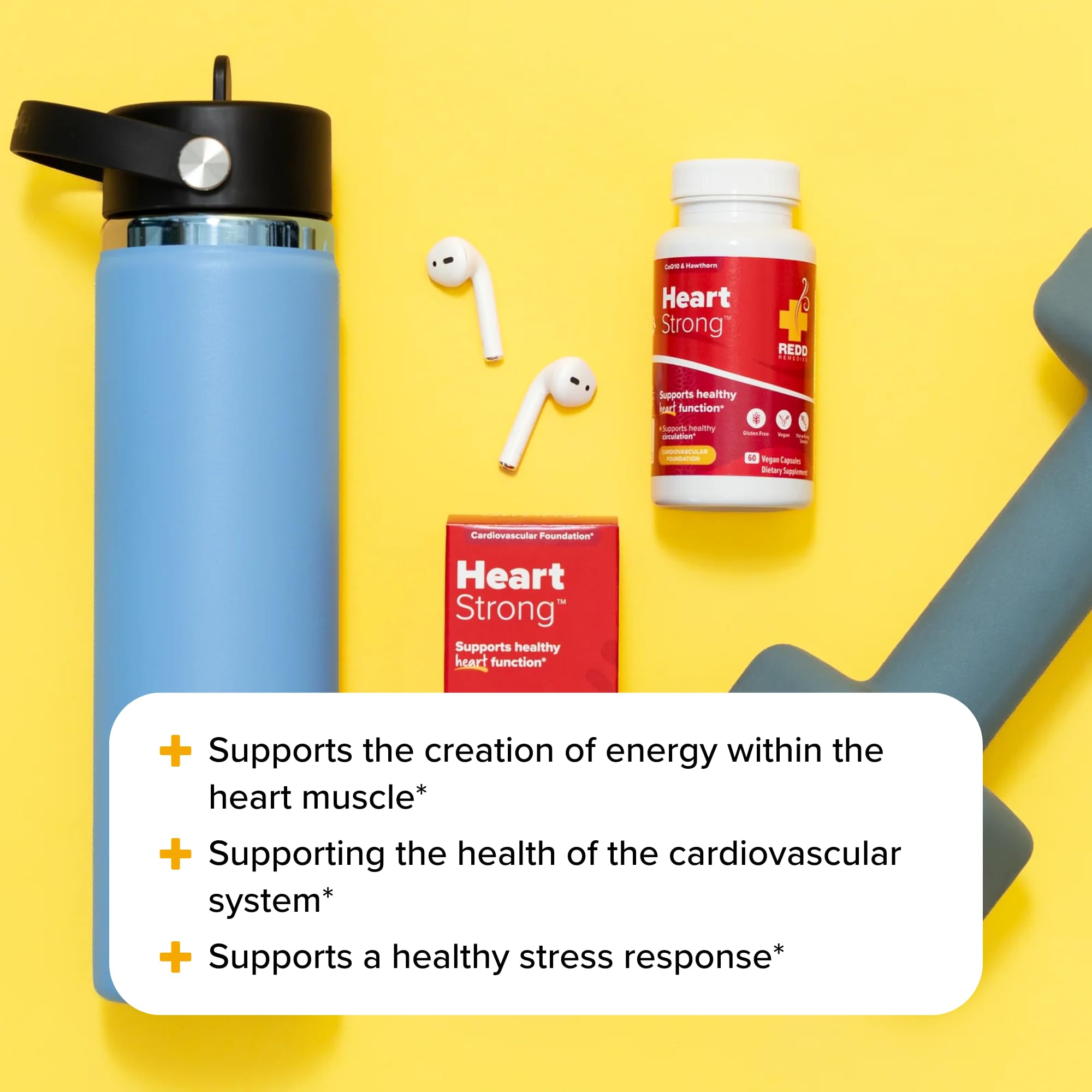 Redd Remedies Heart Strong front-label view highlighting vegan non-GMO formula