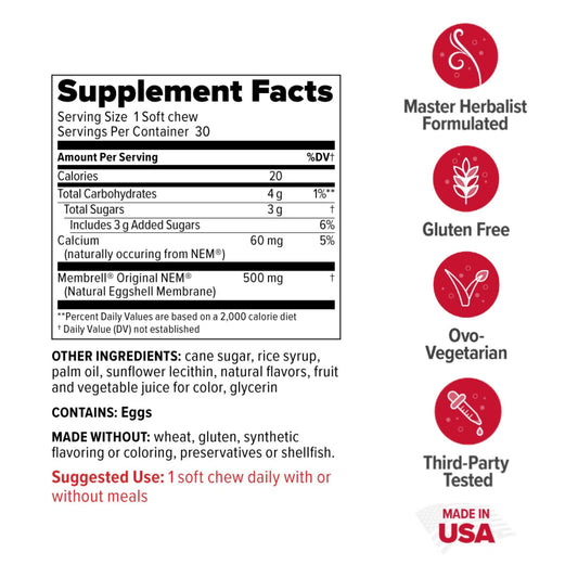Close-up of the bottle label on Redd Remedies Joint Health Original.