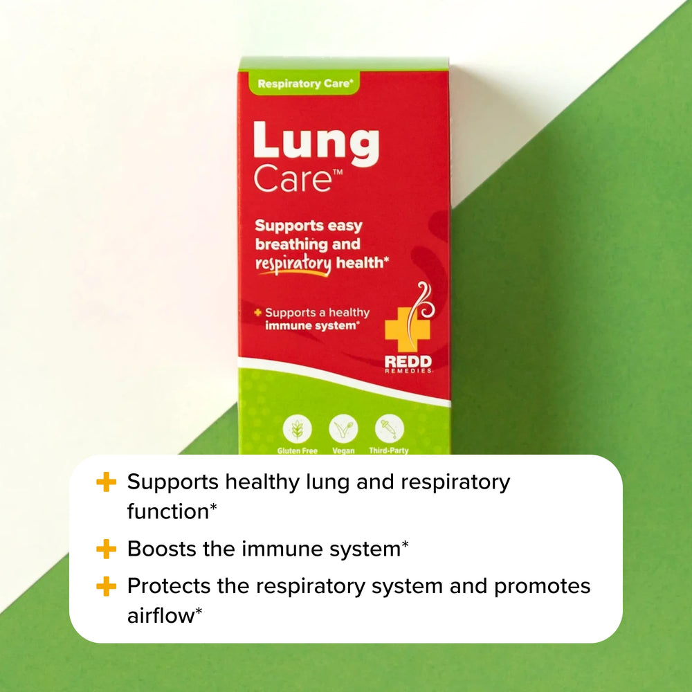 Redd Remedies Lung Care helps clear mucus with Malabar nut and mullein.