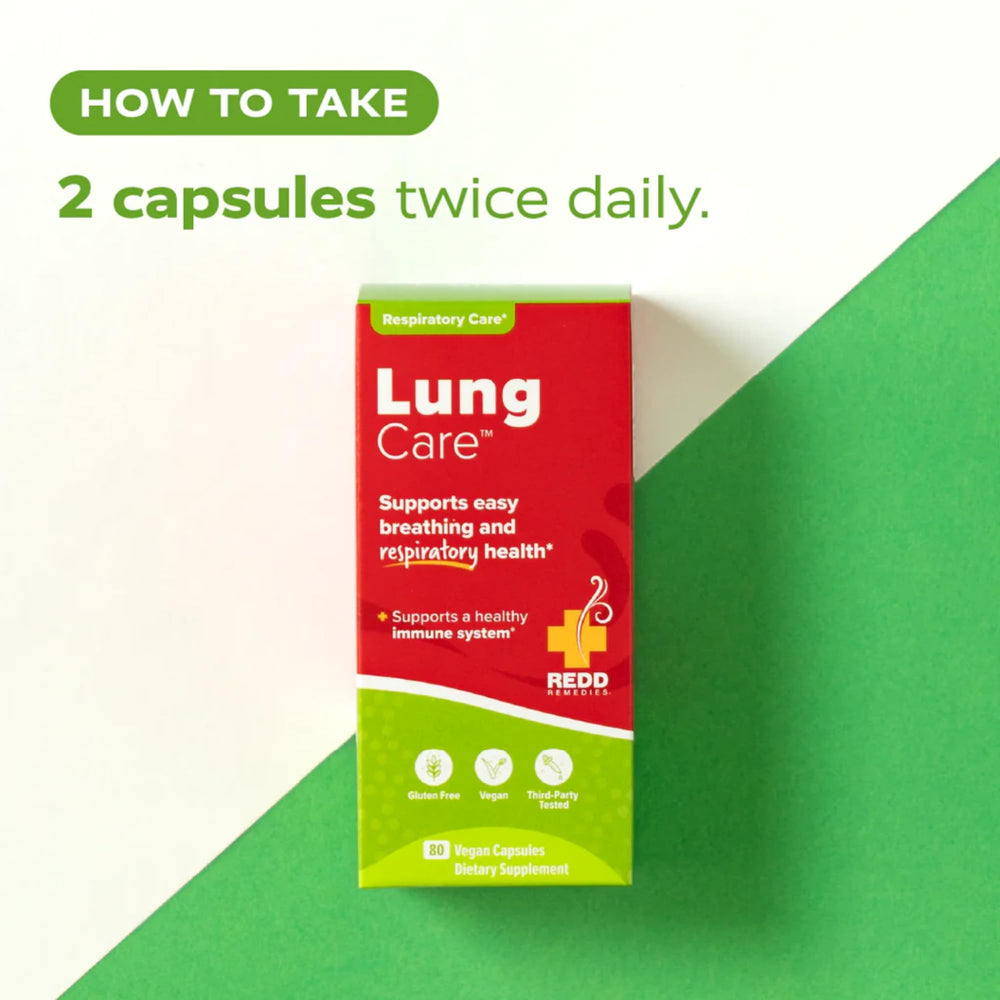 Reishi mushroom inclusion supports calm breathing within the Lung Care formula.