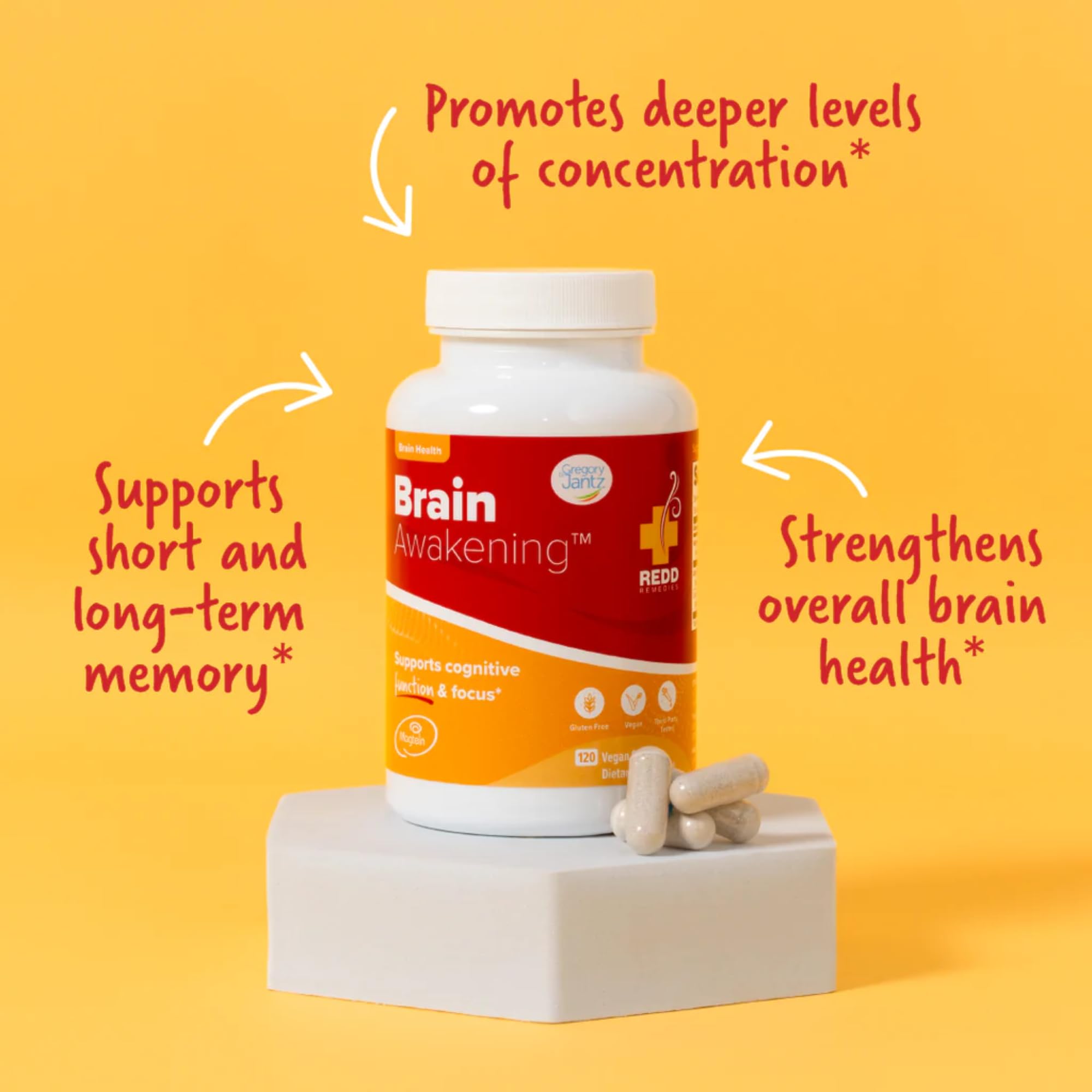 Redd Remedies Magtein brain boost label close-up.