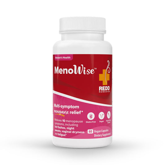 Redd Remedies MenoWise bottle front view signaling estrogen-free menopause support