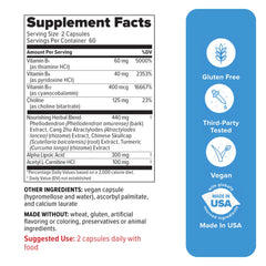 Close-up of Redd Remedies Nerve Shield capsules, vegan formula.