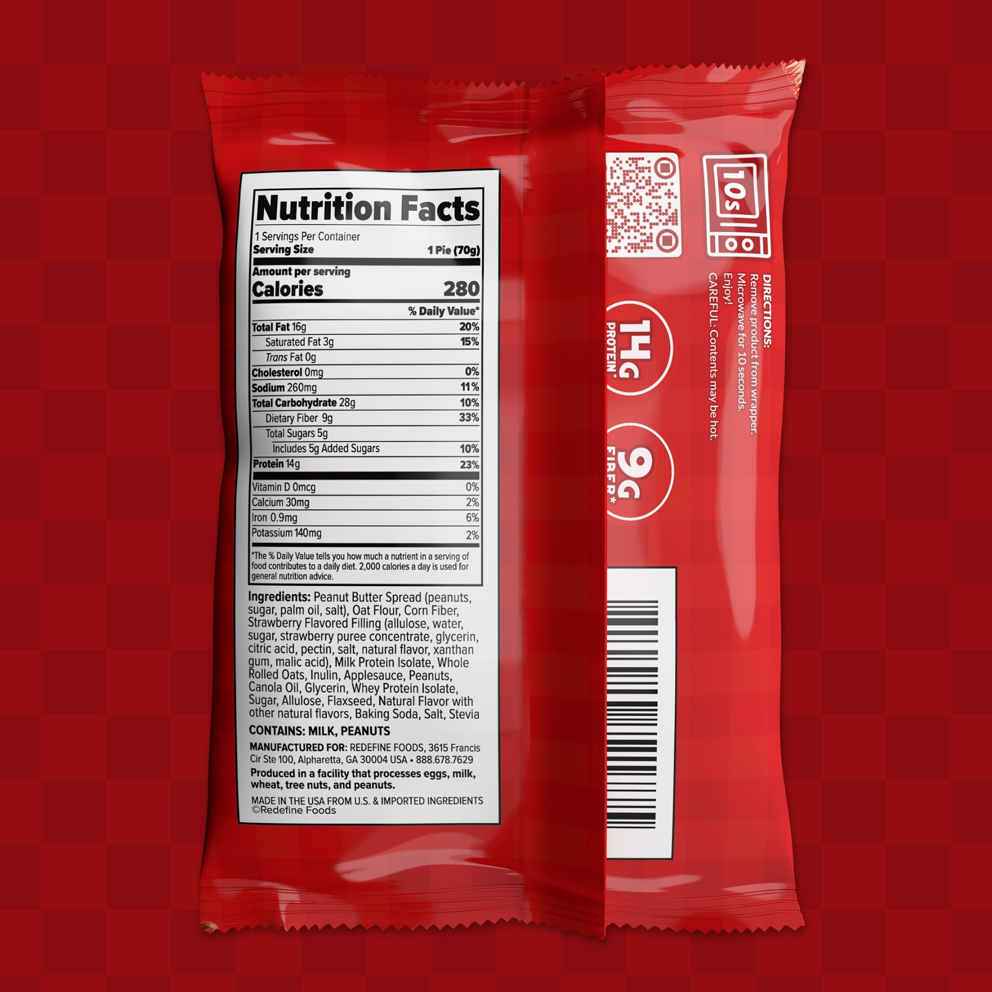 REDEFINE Oatmeal Pie provides 9g fiber per serving