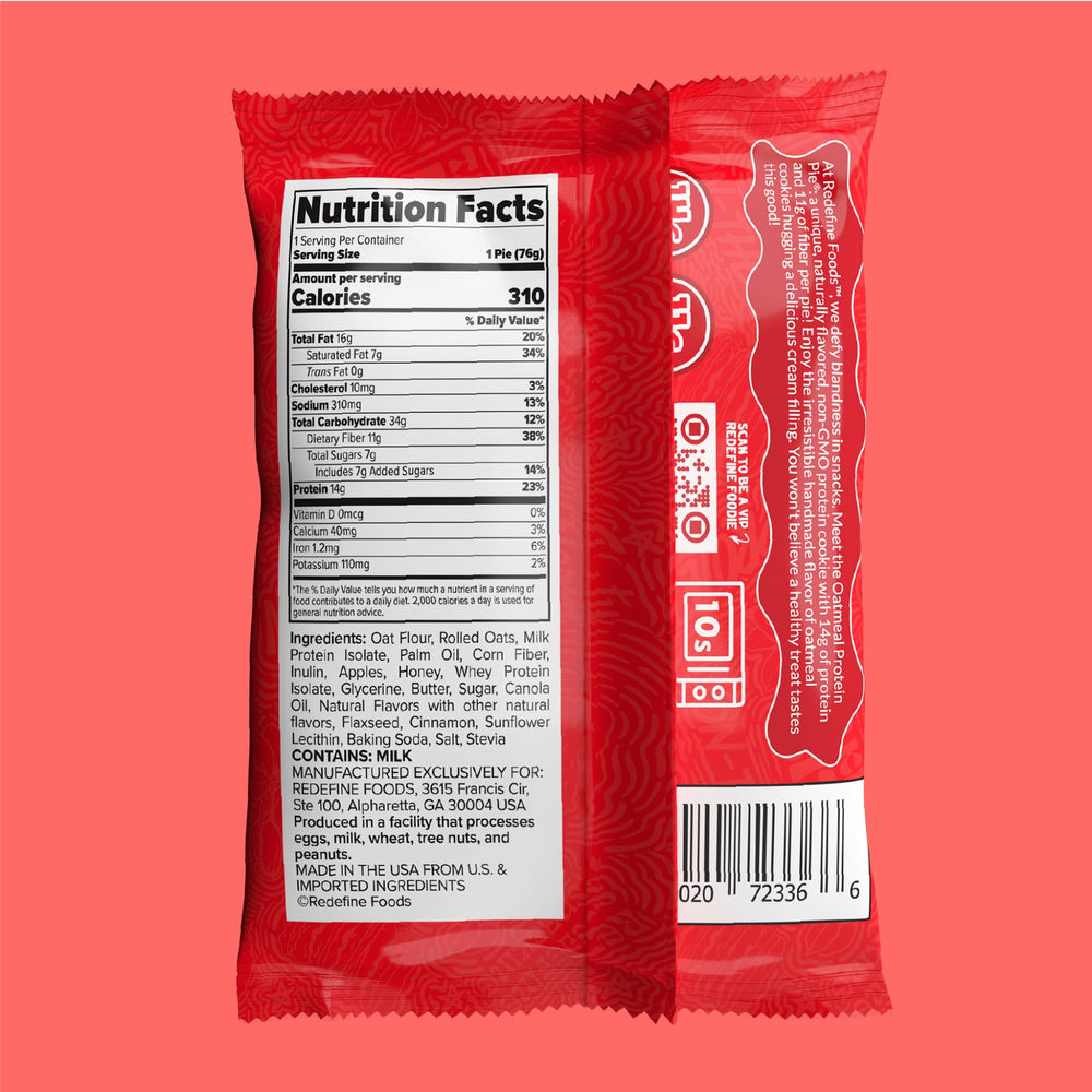 REDEFINE Oatmeal Protein Pie serving on plate, a portion-friendly post-workout option.