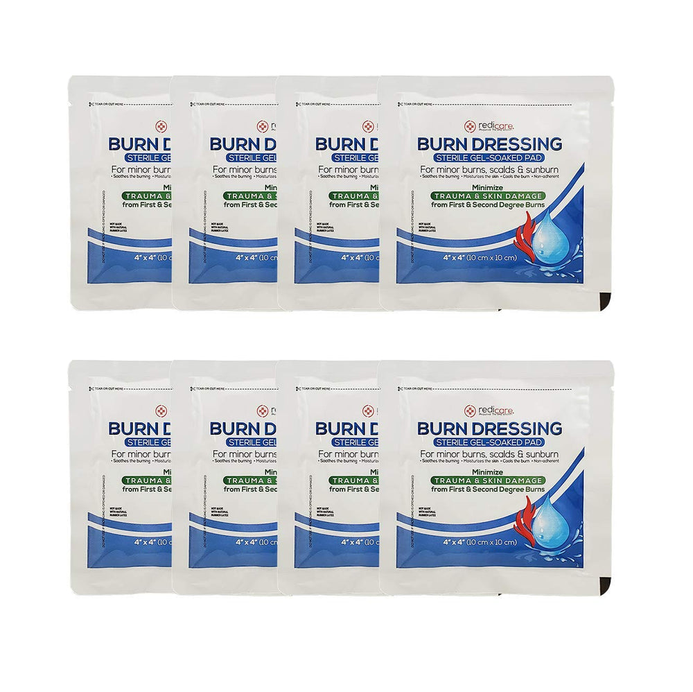 Redicare burn gel dressing 4x4 sterile pad cools and protects minor burns.