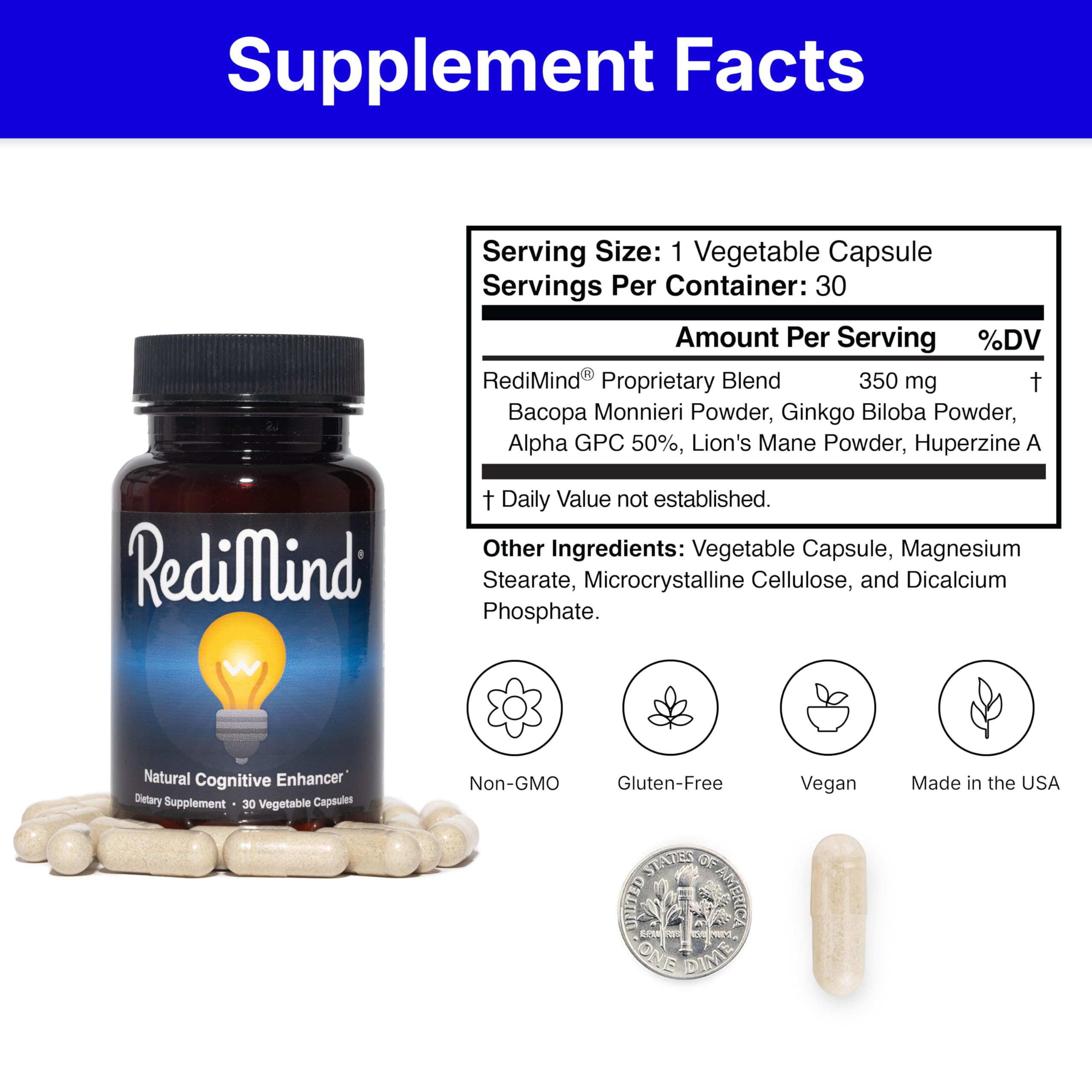 RediMind hericium erinaceus image conveys neuro-nourishment for alertness and clarity