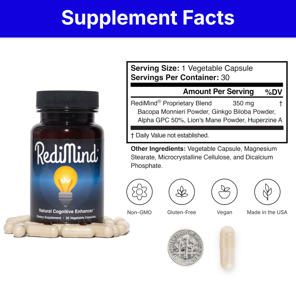 RediMind hericium erinaceus image conveys neuro-nourishment for alertness and clarity
