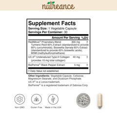 RediMove ingredients graphic shows five natural components