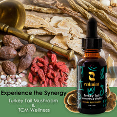 Redmint amber-tinted tincture bottle conveys premium quality and easy dosing.