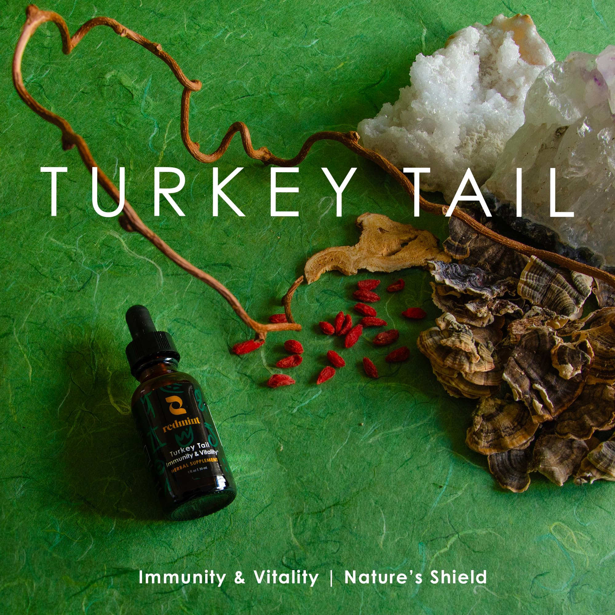 Redmint Astragalus Root bottle emphasizes energy balance and resilience.