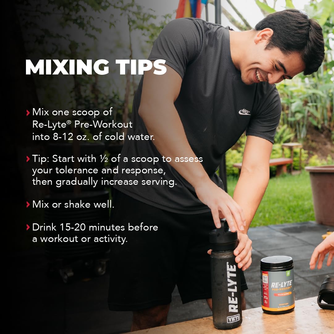REDMOND Re-Lyte dissolving in water with Peach Mango flavor for easy pre-workout hydration