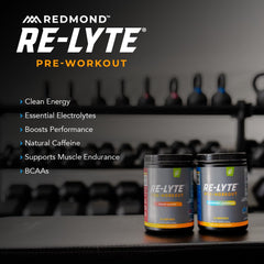 REDMOND Re-Lyte pre-workout drink glass prepared for training session.