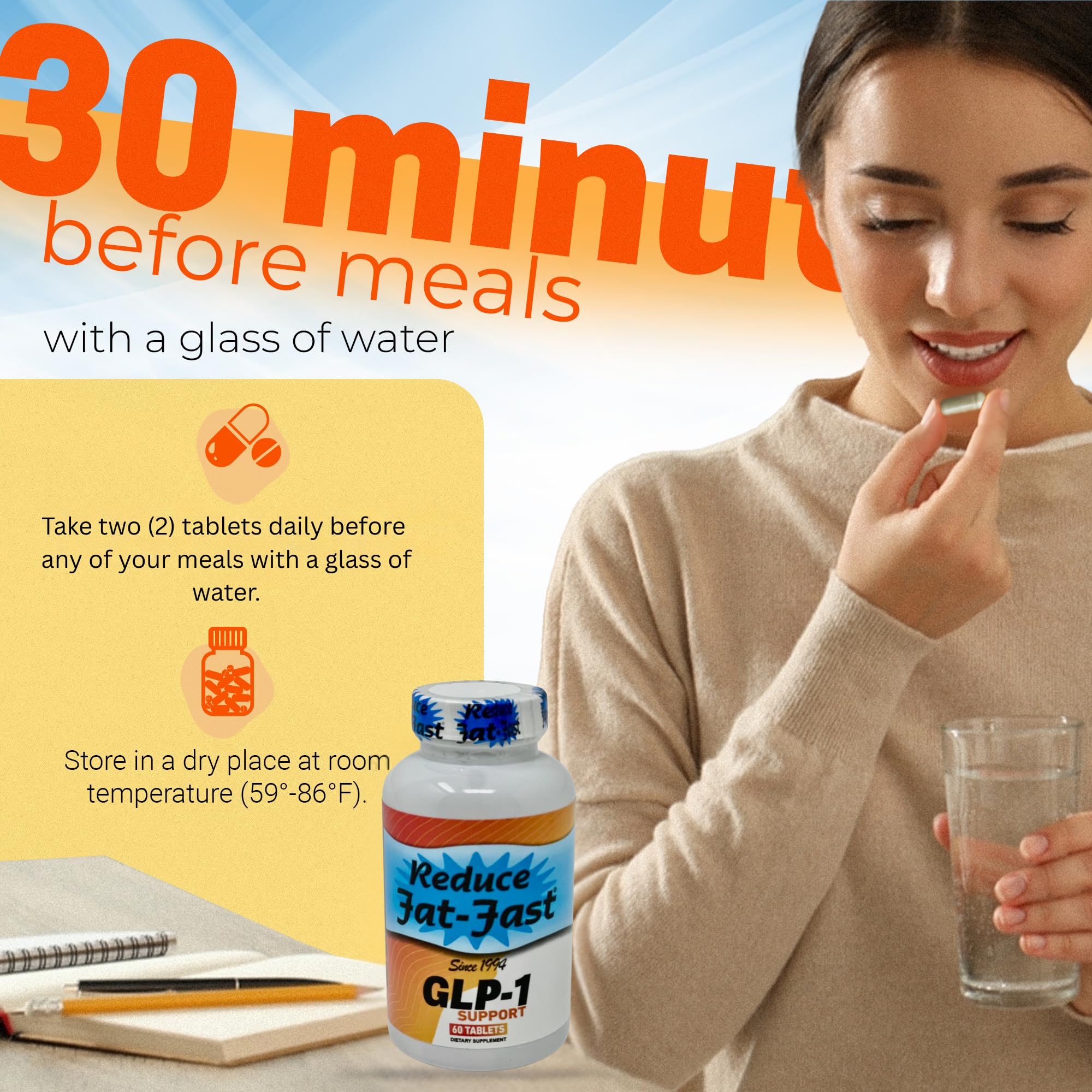 Reduce Fat Fast GLP-1 capsules close-up showing natural ingredients for balanced digestion.