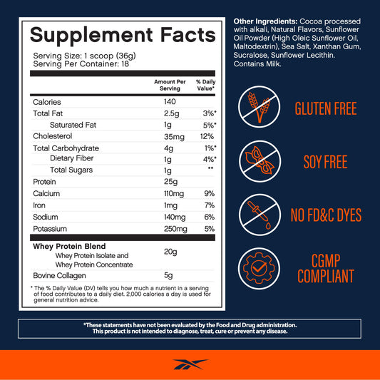 Reebok protein scoop showing portioning for precise intake.