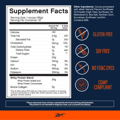 Reebok protein scoop showing portioning for precise intake.