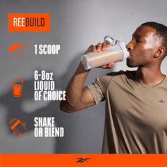 Close-up of REEBUILD nutrition facts for informed choices.