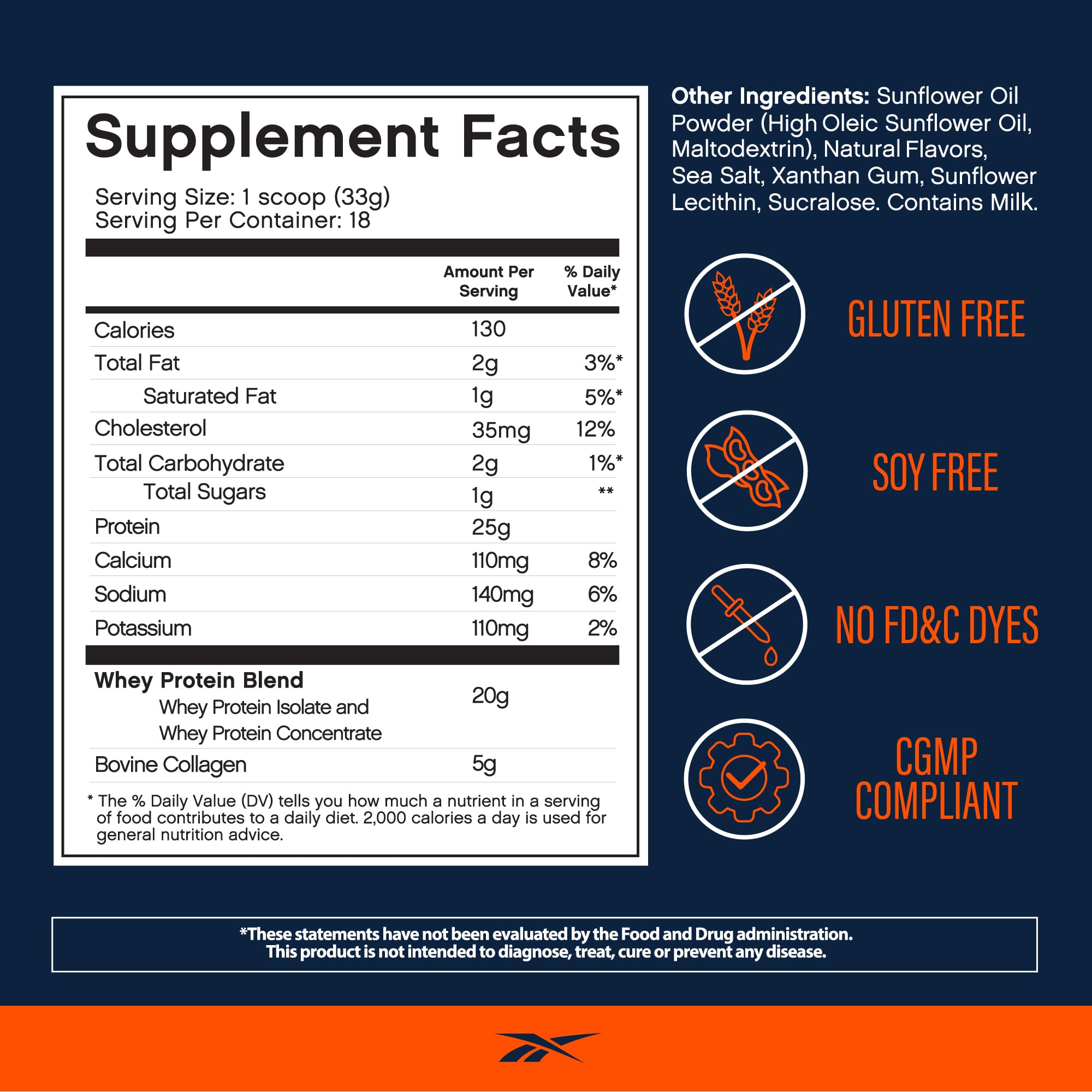 Reebok REEBUILD whey protein blend blends for fast recovery.