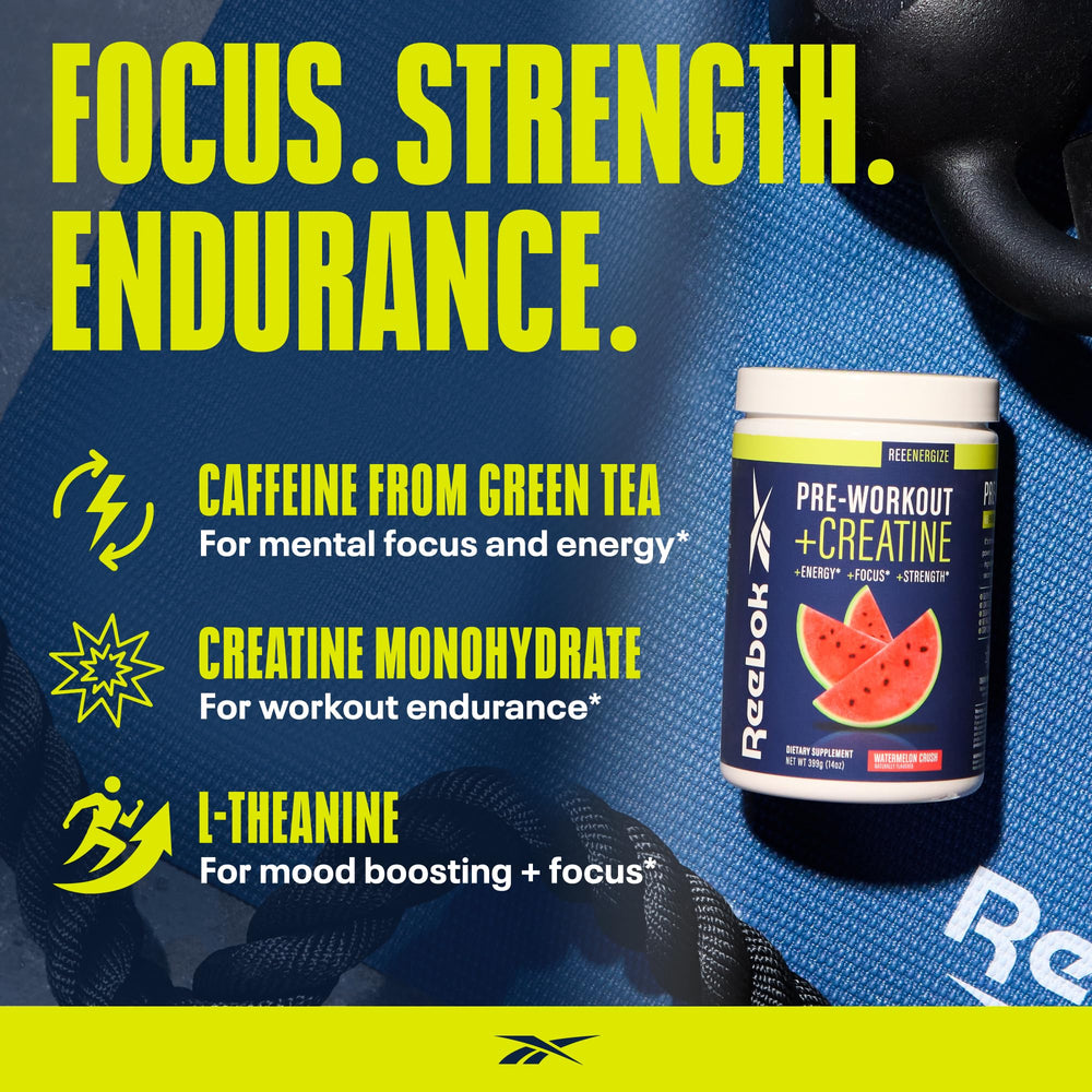 Reebok REEenergize 3g creatine monohydrate supports strength and endurance.
