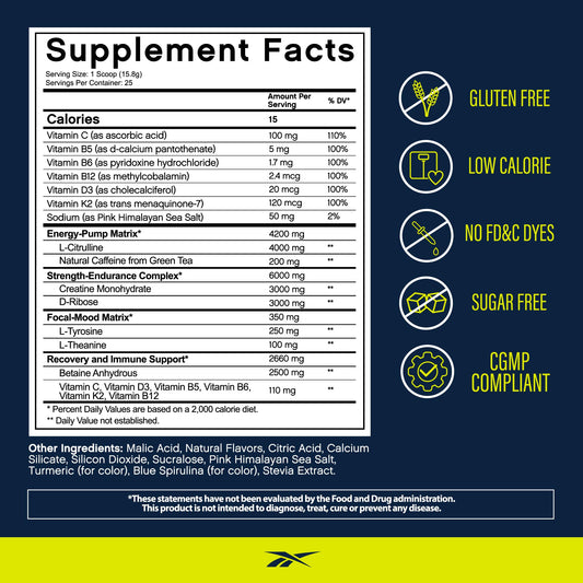 Reebok REEenergize serving scoop aids precise measurement and consistency.
