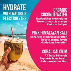 Close-up of real fruit in Reef Replenish with raspberry, acerola, and lemon flavors.