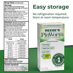 Reese's Pinworm back panel shows clear usage directions.