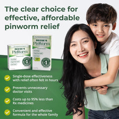 Child dosing guidance on the REESE'S PINWORM label.