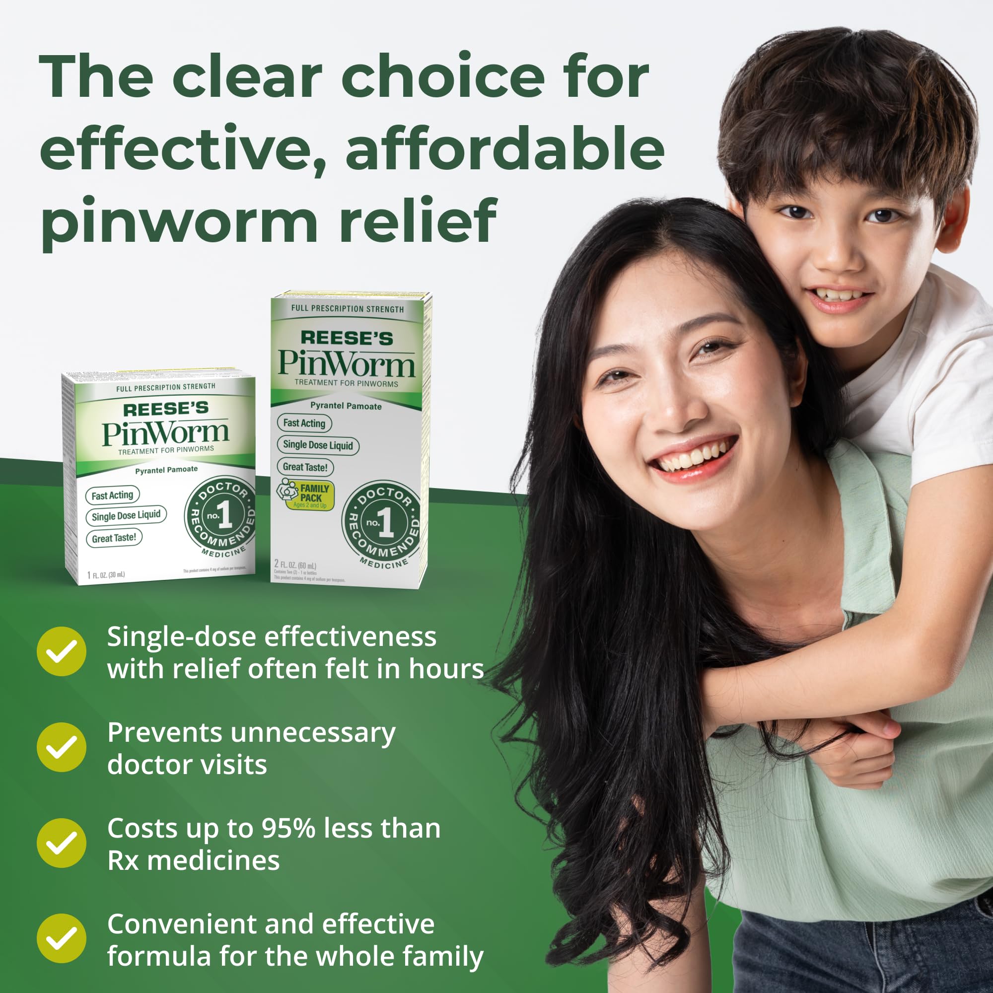 Reese's Pinworm Medicine front packaging showing product name and features.