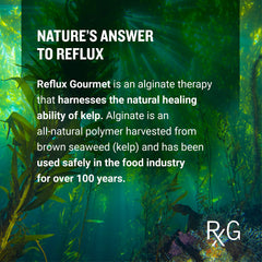 REFLUX GOURMET ingredients highlight glycerin-free, non-GMO, gluten-free formulation.