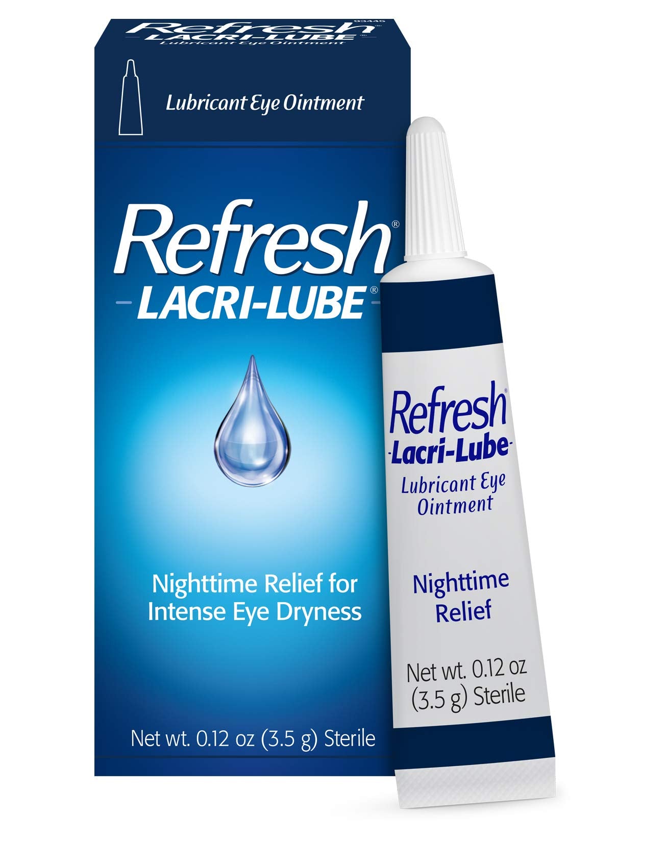 Refresh Lacri-Lube ointment applied near the eyelid for overnight moisture.