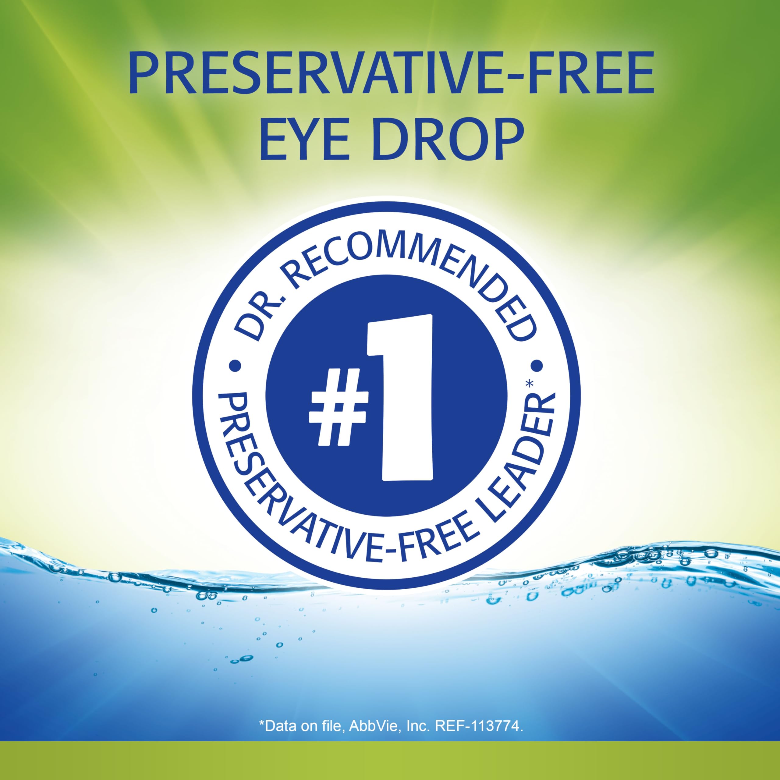 Close-up of a single drop dispensing from Refresh RELIEVA PF XTRA.